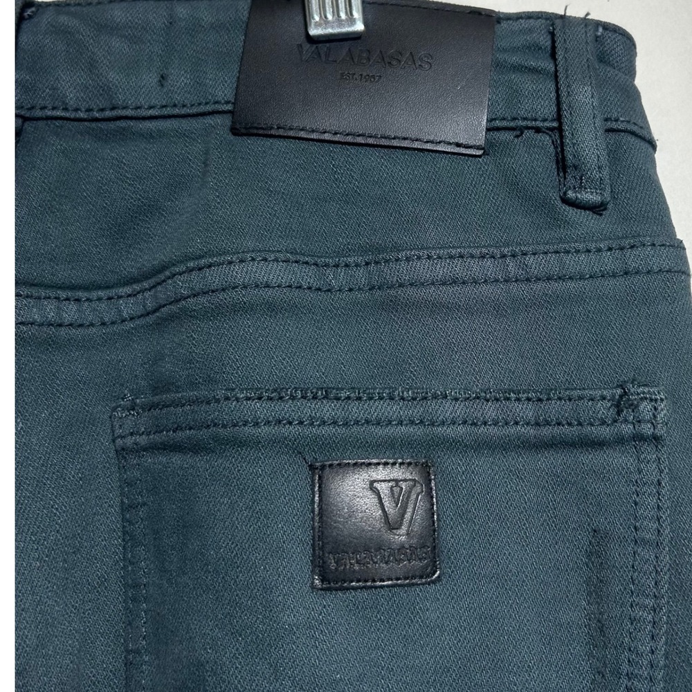 Valabasas Mens 30 Stacked Carpenter Jeans Dark Teal Green Slim Fit Distressed - Picture 2 of 8